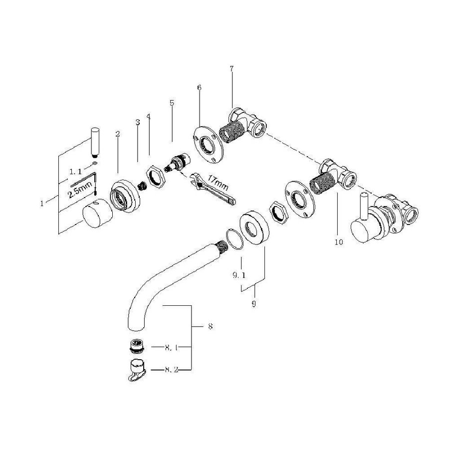 Amon Round Inbouw Wastafelmengkraan 2 Knops Chroom
