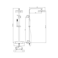 Ceres Square Douche-Opbouwset + Thermostaat Kraan Chroom