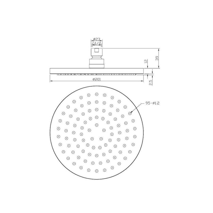 Luxe Messing Hoofddouche Rond 200Mmx12Mm Chroom