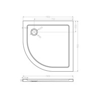 Luxe Douchebak Kwart Rond 90X900X4 Cm Inbouw Wit