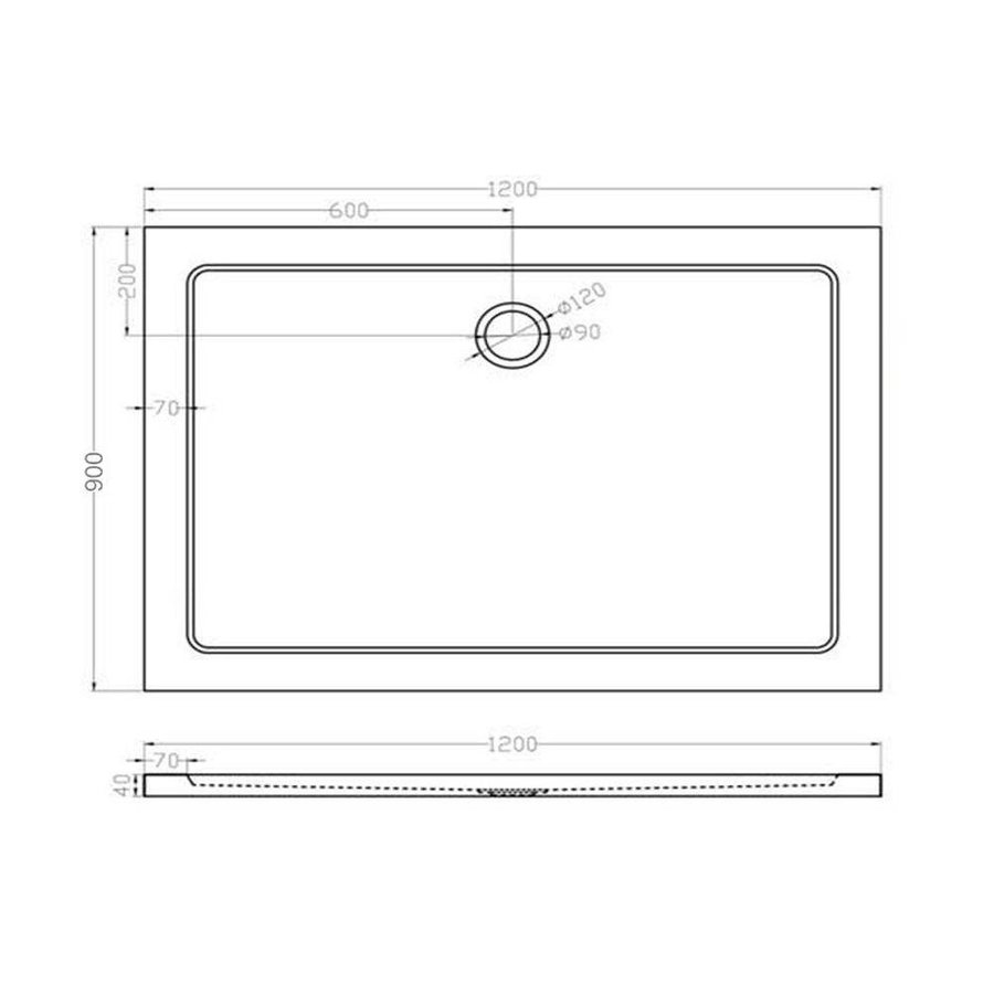 Douchebak Smc Rechthoek 120X90X4Cm Wit