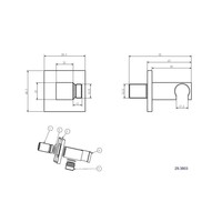 Doucheaansluiting Met Opsteek Vierkant 1/2" Chroom