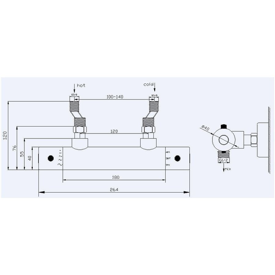 Douche Thermostaatkraan Rimini (Rvs Look) 12Cm