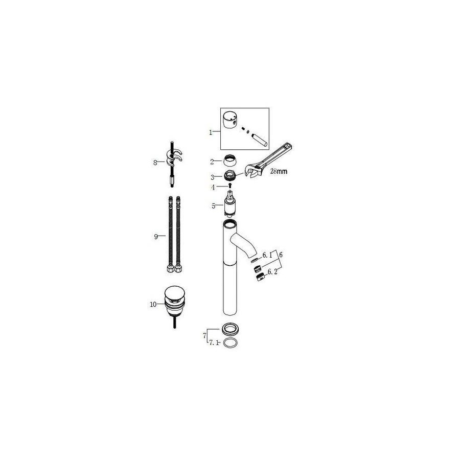 Wastafelmengkraan Abzu Hoog Rvs Look