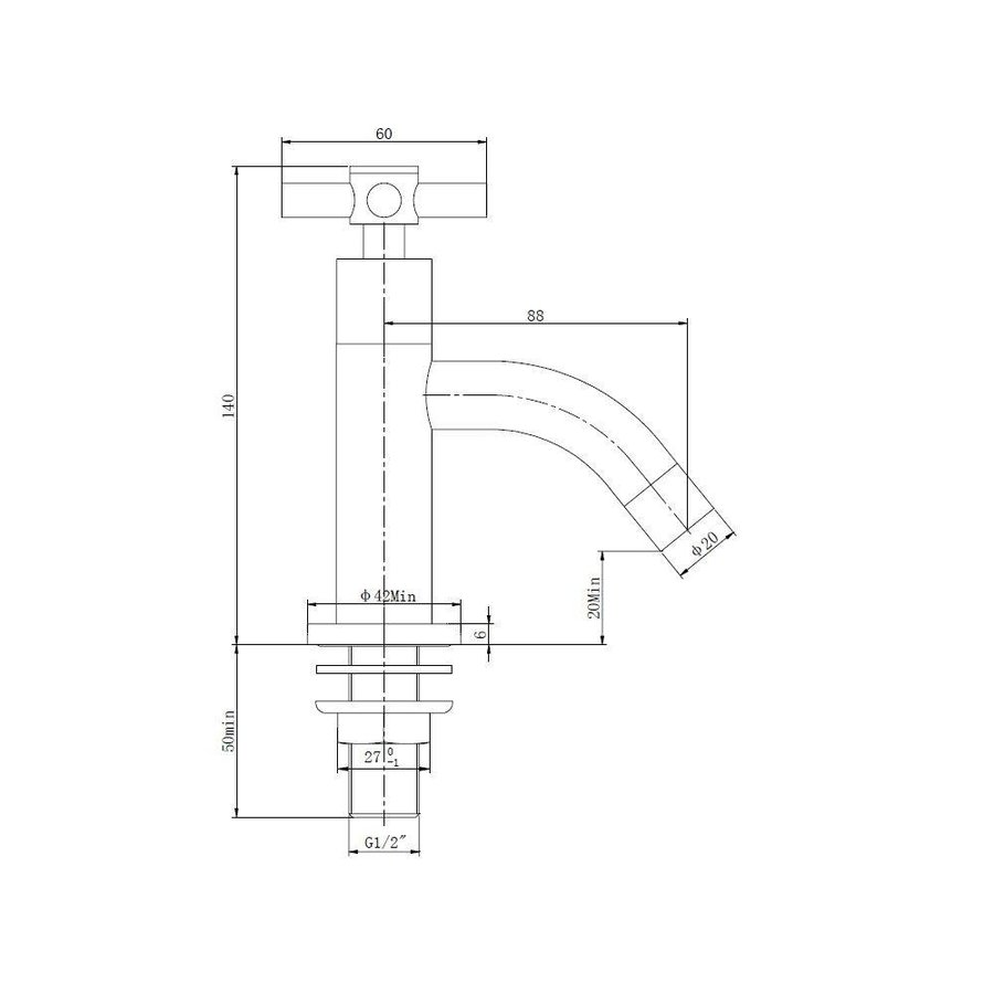 Fonteinkraan Atropos Chroom Keramisch Binnenwerk