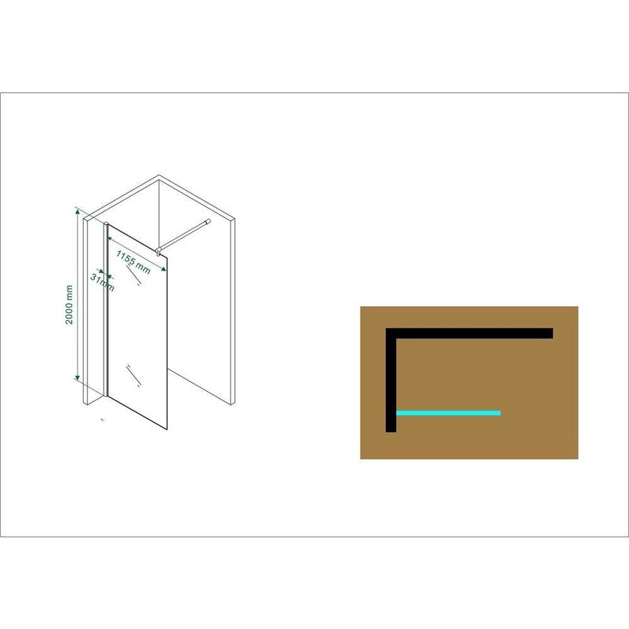 Outlet Inloopdouche 120 X 200 Cm 8Mm Nano Antikalk Behandeling