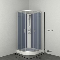 Douchecabine Allibert Happy 225x90x90 cm Kwartrond Hoekinstap Schuifdeuren 4mm Helder Glas