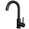 Brauer Wastafelmengkraan Brauer Black Edition Coldstart Opbouw Hoog Gebogen Ronde Hendel Mat Zwart