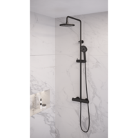 Regendouche Brauer Black Showerpipe met Thermostaat 20cm 3 Standen Mat Zwart