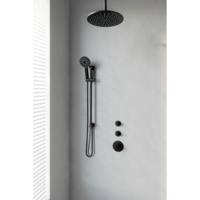 Thermostatisch Inbouwdoucheset Brauer Black 30cm Hoofddouche Plafondarm 3 Standen Handdouche op Glijstang Mat Zwart