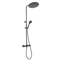 Opbouw Regendouche Salenzi Giro Thermostatisch 30cm en 3 standen Handdouche Gepoedercoat Mat Zwart