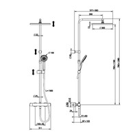 Opbouw Regendouche Salenzi Giro Thermostatisch 30cm en 3 standen Handdouche Gepoedercoat Mat Zwart