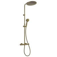 Opbouw Regendouche Salenzi Giro Thermostatisch 30cm en 3 standen Handdouche Gegalvaniseerd Geborsteld Messing Goud