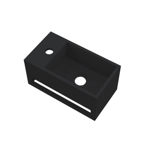 Fontein Best Design Mona-Black 33x18x16 cm incl. Handdoekhouder Links Solid Surface Mat Zwart 
