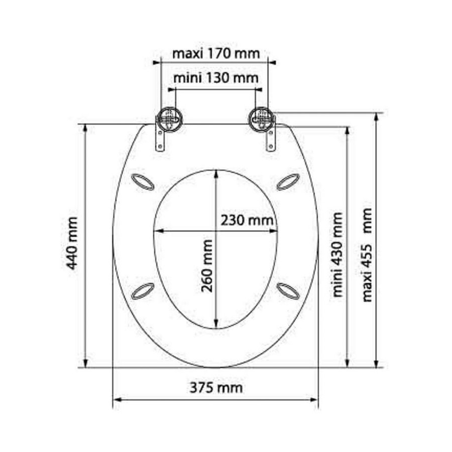 Toiletzitting Allibert Decor Orchidee 37,3x5,6x44,8 cm MDF Inox Scharnieren