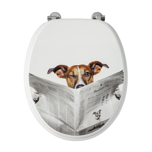 Toiletzitting Allibert Decor Business Dog 37,3x5,6x44,8 cm MDF Inox Scharnieren 