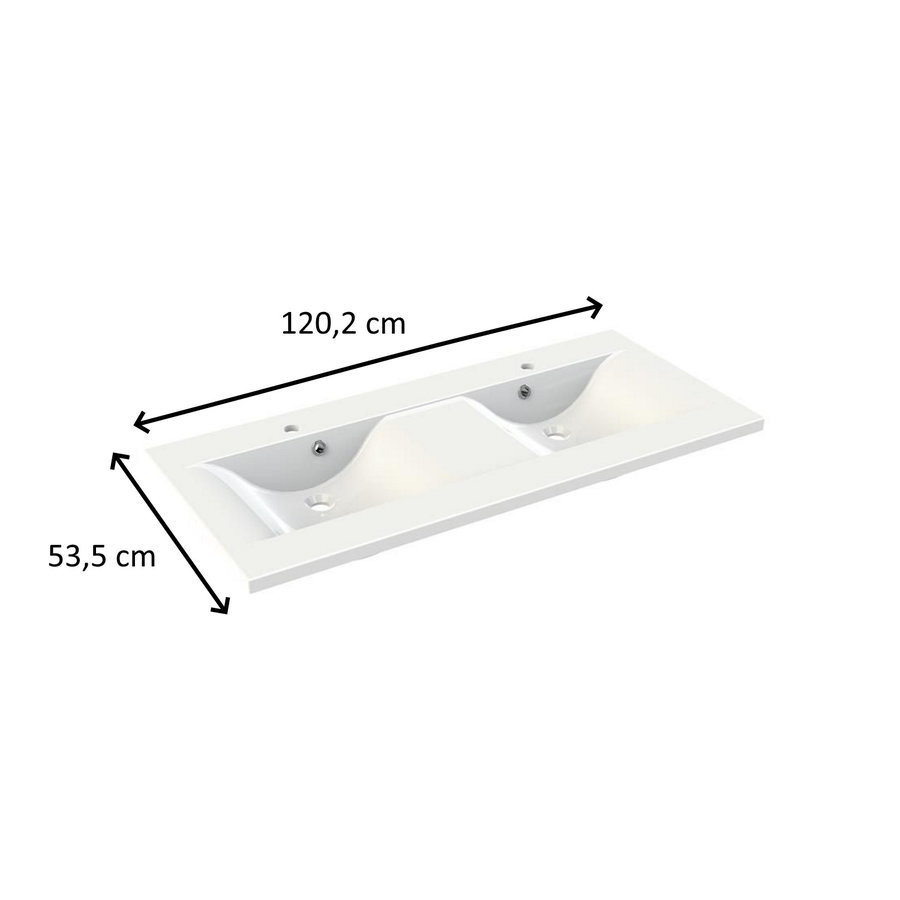 Wastafel Allibert Slide 120,2x53,5x3 cm met Kraangaten Polybeton Glanzend Wit