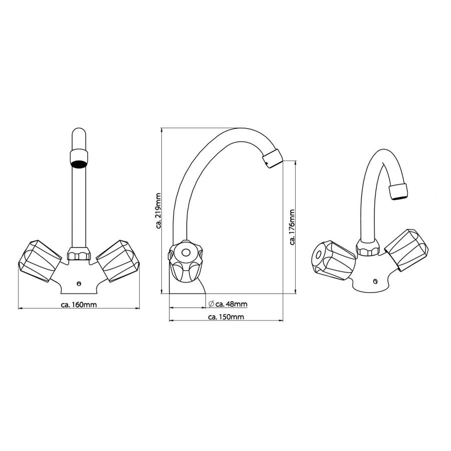 Wastafel Tweegreepskraan Schutte Savino Chroom