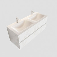 Badmeubel AQS Valencia Carrara Mat 120 cm Solid Surface Rechthoekige Wasbak (zes varianten)