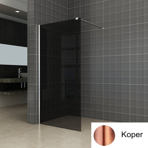 AQS Inloopdouche Pro Line Rookglas Geborsteld Brons Koper Profiel en Stang (ALLE MATEN) 