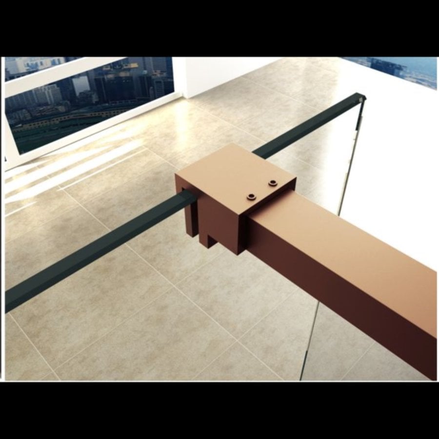 AQS Inloopdouche Pro Line Rookglas Geborsteld Brons Koper Profiel en Stang (ALLE MATEN)