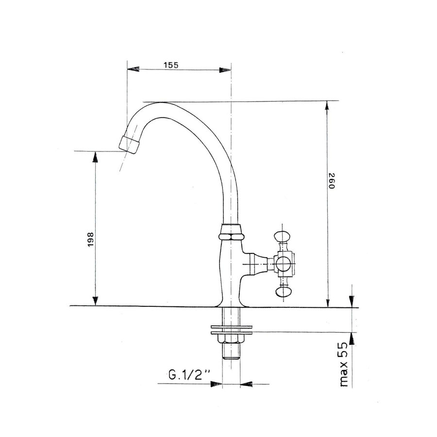 Fonteinkraan Sapho Antea 1-knop Gebogen 26 cm Chroom