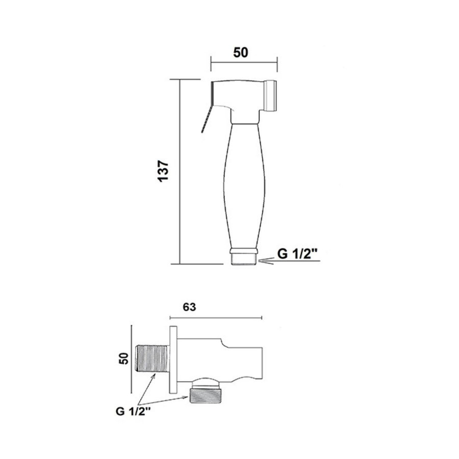Bidet Handdouche Sapho Reitano Rubinetteria Incl. Slang en Handdouchehouder Chroom