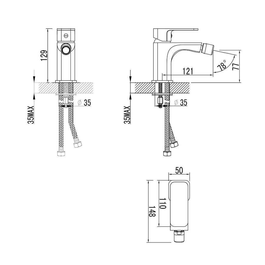 Bidetmengkraan Sapho Factor 1-hendel 12.9 cm Chroom