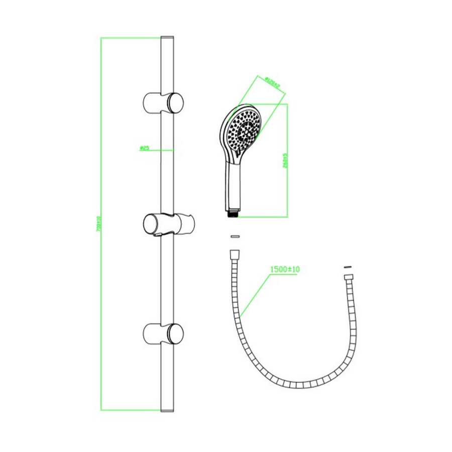 Doucheset Schutte Liana 5 Functies Stang 70cm Chroom