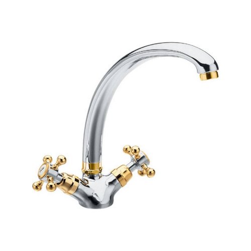 Wastafelmengkraan Sapho Antea 2-knop Gebogen Uitloop 26.5 cm Chroom / Goud 