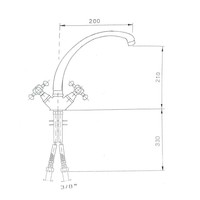 Wastafelmengkraan Sapho Antea 2-knop Gebogen Uitloop 26.5 cm Goud