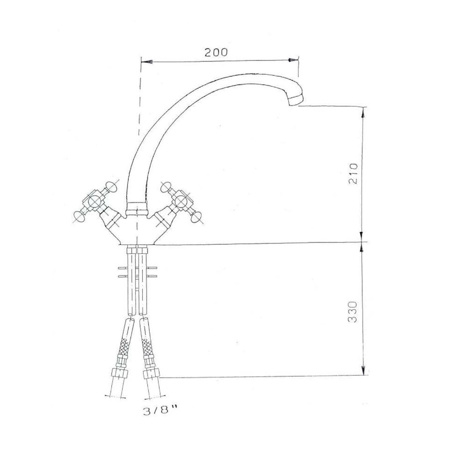 Wastafelmengkraan Sapho Antea 2-knop Gebogen Uitloop 26.5 cm Brons