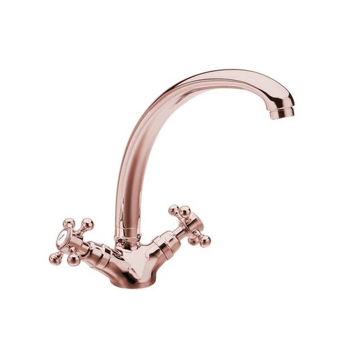 Wastafelmengkraan Sapho Antea 2-knop Gebogen Uitloop 26.5 cm Rose Goud 