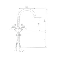 Wastafelmengkraan Sapho Antea 2-knop Gebogen Uitloop 27.5 cm Chroom / Goud