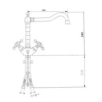 Wastafelmengkraan Sapho Antea 2-knop Uitloop Recht 24 cm Chroom / Goud