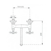 Inbouw Wastafelmengkraan Sapho Antea 2-knop Gebogen Uitloop 19 cm Goud