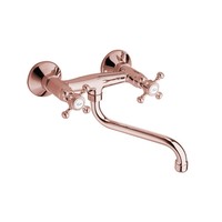 Inbouw Wastafelmengkraan Sapho Antea 2-knop Gebogen Uitloop 19 cm Rose Goud