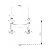 Inbouw Wastafelmengkraan Sapho Antea 2-knop Gebogen Uitloop 19 cm Rose Goud