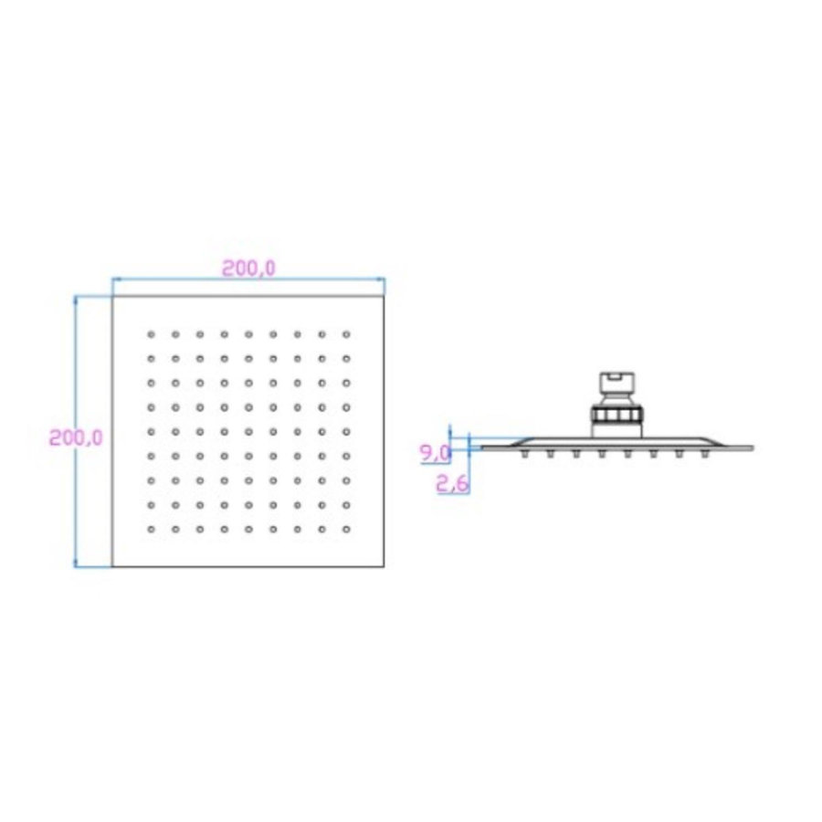 Douchekop Schutte Strasbourg Vierkant 20cm RVS Chroom