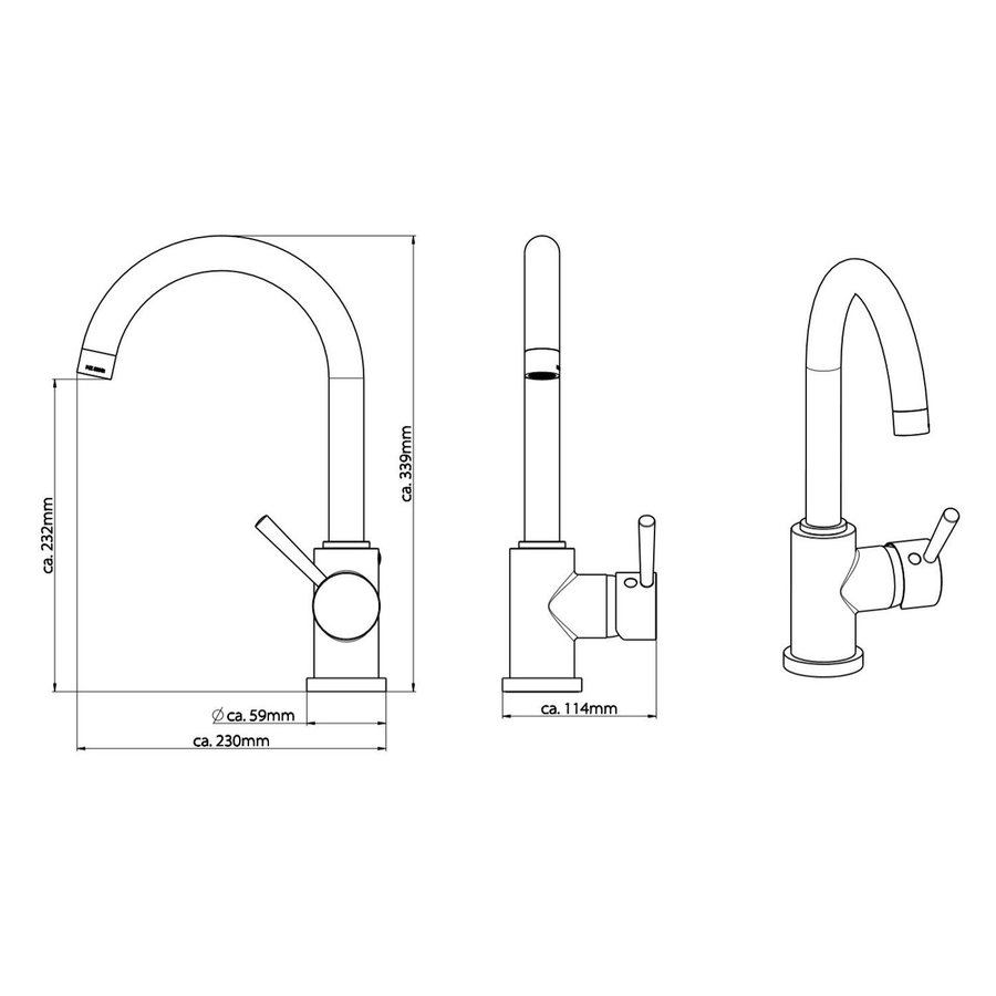 Keukenmengkraan Schutte Unicorn Hoge Draaibare Uitloop Chroom