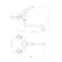Badmengkraan Sapho Kirké 1-hendel Wit Retro Uitloop Gebogen 20 cm Goud