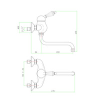 Badmengkraan Sapho Kirké 1-hendel Kristal Retro Uitloop Gebogen 20 cm Brons