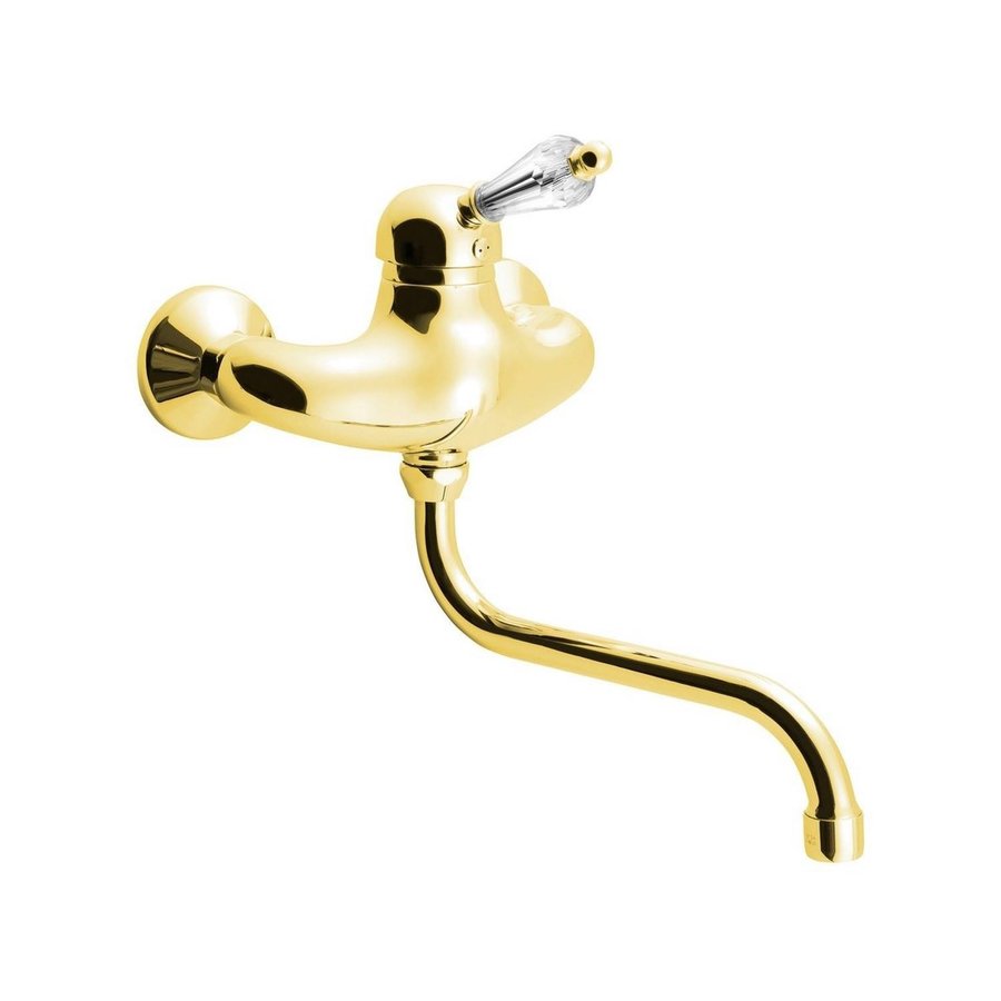 Badmengkraan Sapho Kirké 1-hendel Kristal Retro Uitloop Gebogen 20 cm Goud