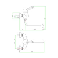 Badmengkraan Sapho Kirké 1-hendel Kristal Retro Uitloop Gebogen 20 cm Goud
