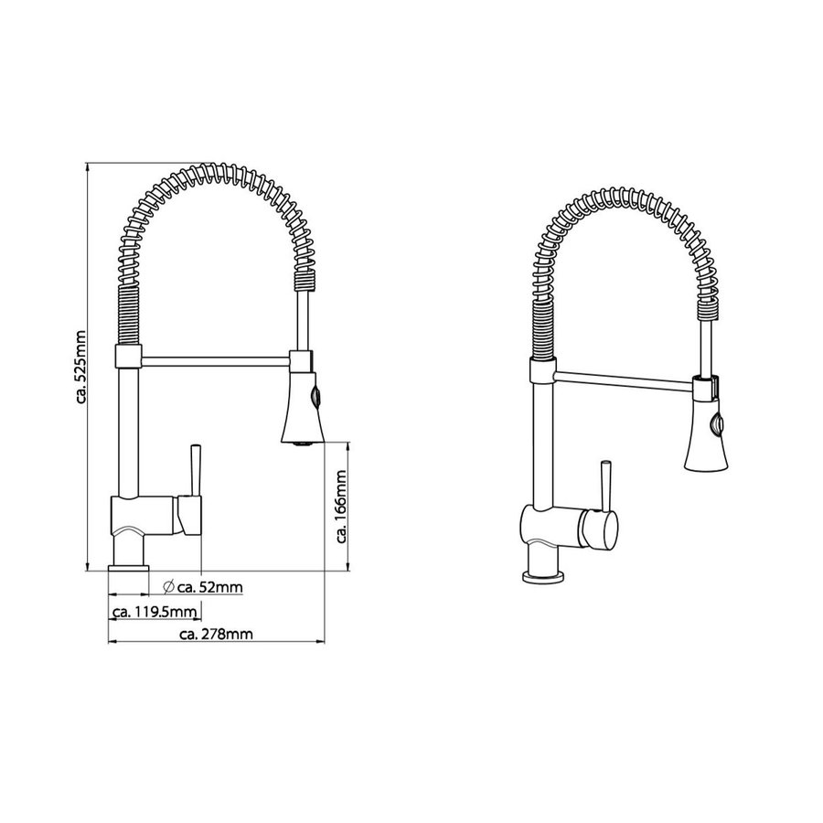 Keukenmengkraan Schutte Cornwall Lage Druk En Draaibare Uitloop Met Spiraalveer RVS