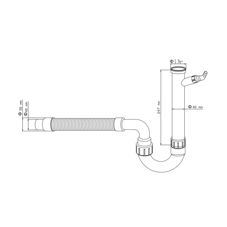 Buissifon Spoeltafel Schutte Met Aansluiting Wasmachine Wit