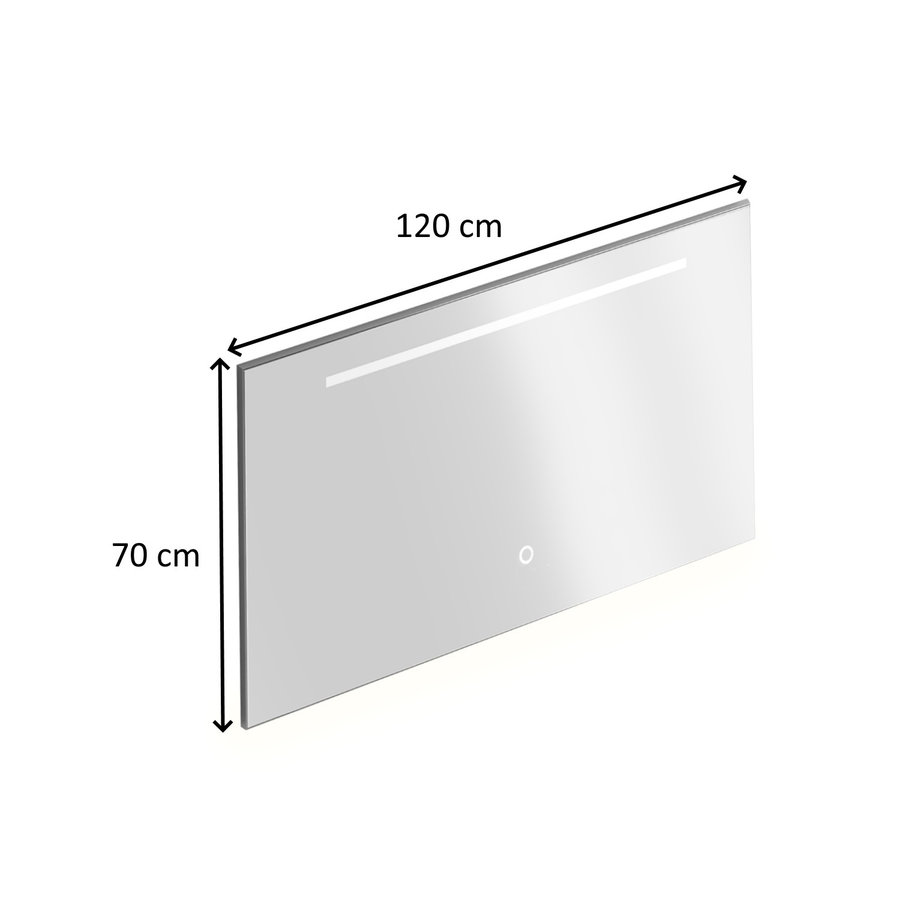 Badkamerspiegel Xenz Bardolino 120x70 cm met Horizontale Verlichtingsbaan en Spiegelverwarming