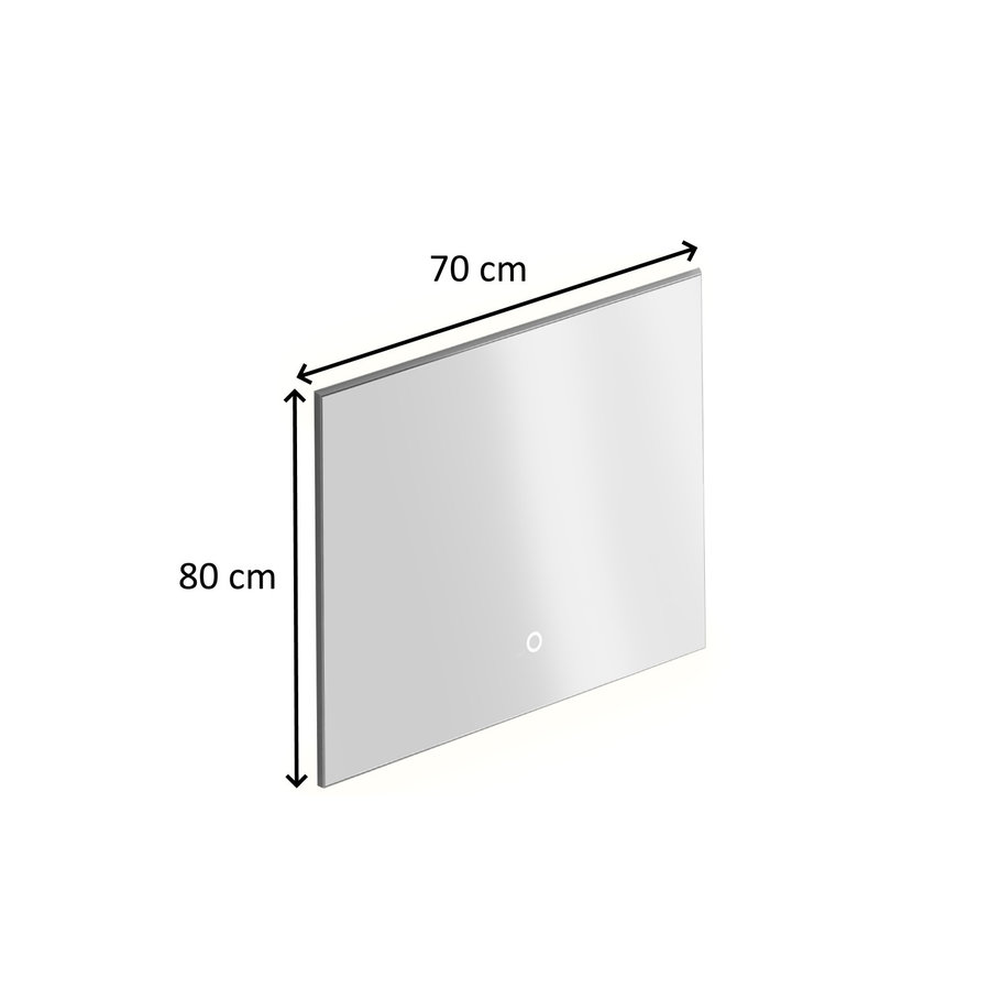 Badkamerspiegel Xenz Garda 80x70 cm Verlichting aan Onder- en Bovenzijde en Spiegelverwarming