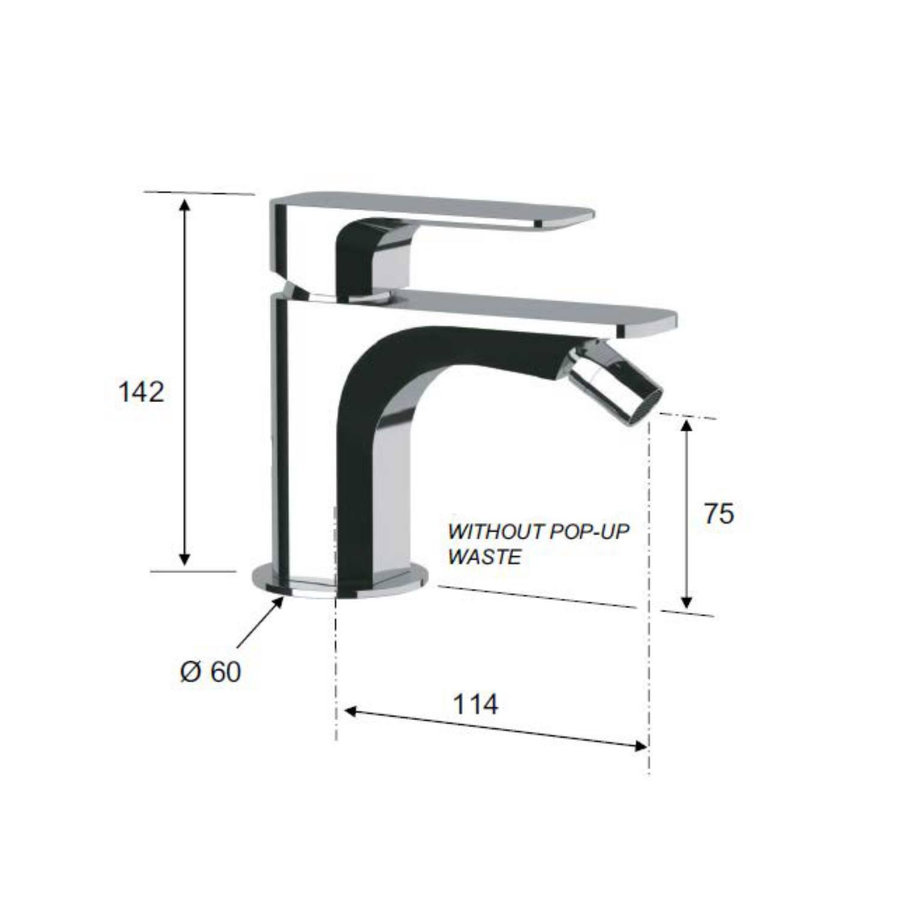 Bidetmengkraan Sapho Spy 1-hendel 14.2 cm Mat Zwart