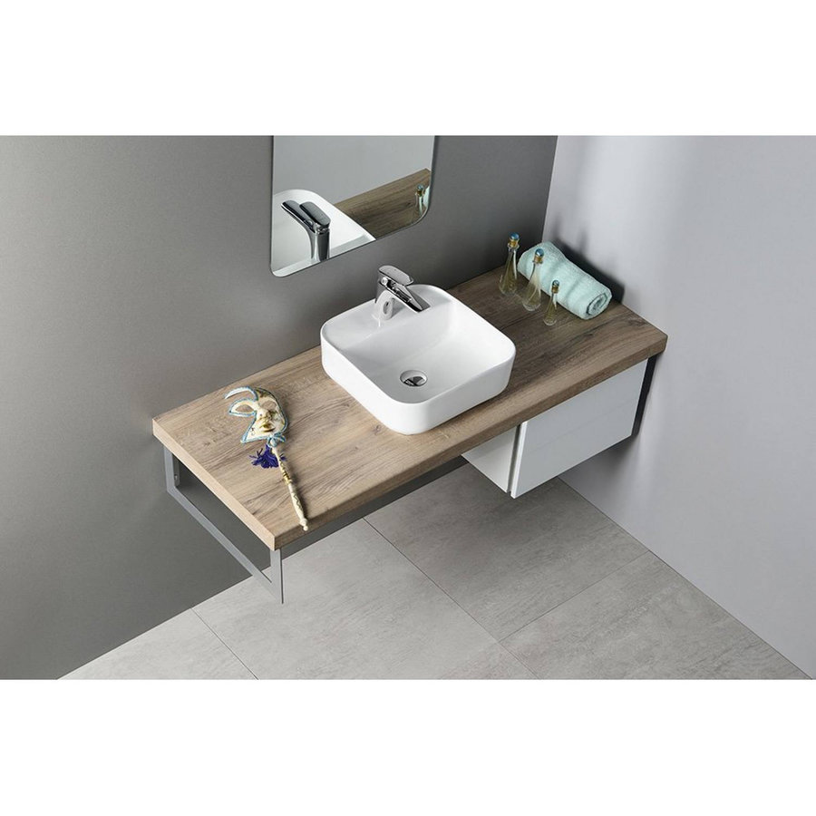 Waskom Opbouw Sapho Molveno Vierkant 39.5x14 cm Keramiek Wit